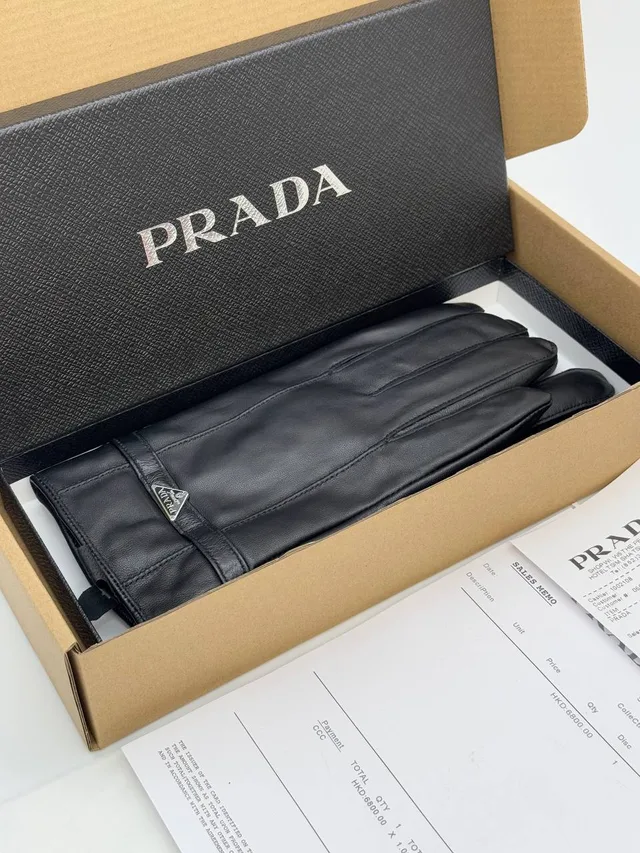 Зимние Кожанные Перчатки PRADA