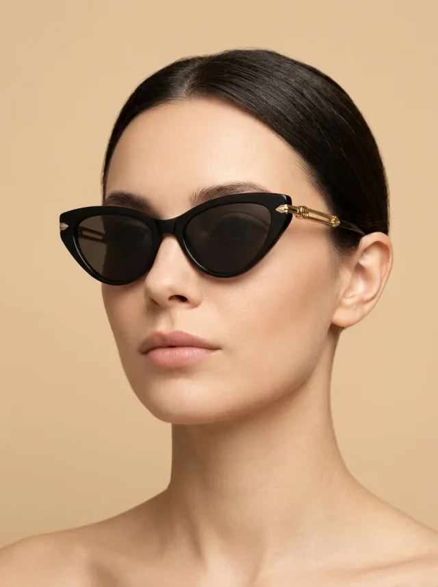 Очки солнцезащитные cat-eye чёрные